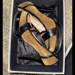 Suede and patent leather pumps, Yves Saint Laurent Rive Gauche