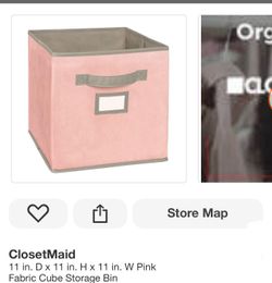 ClosetMaid 11 in. D x 11 in. H x 11 in. W Pink Fabric Cube Storage Bin