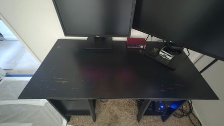 Wood Desk with drawer, Black Finish