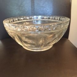 Large glass fruit food bowl with Embossed Sides