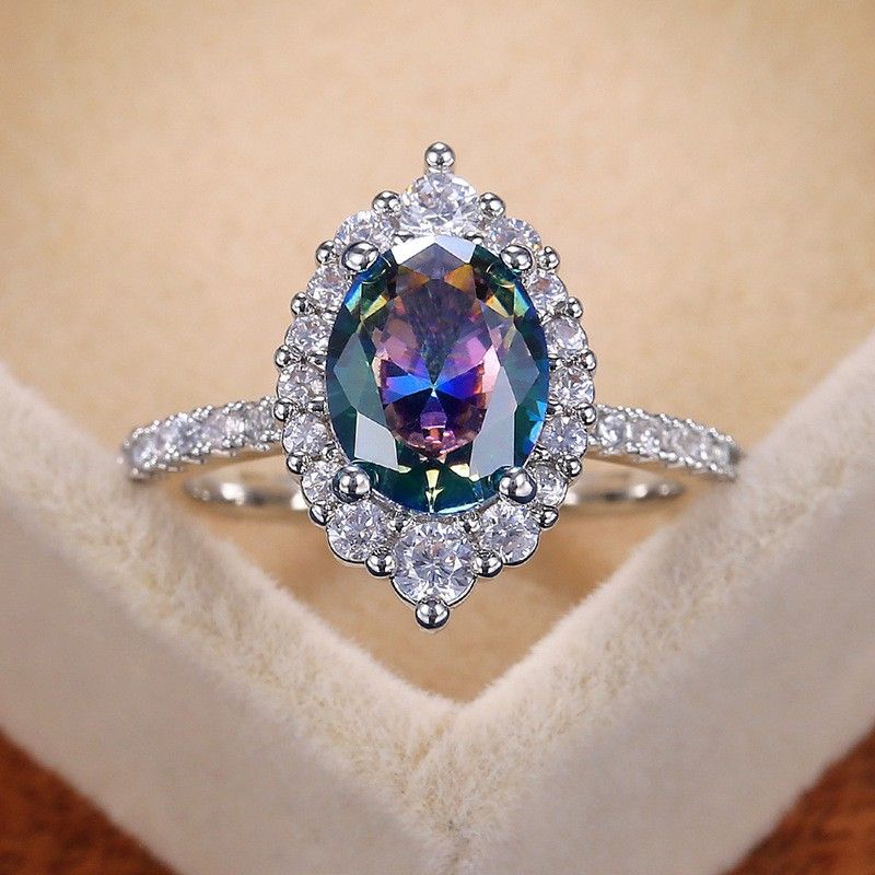 "Noble Vintage Pure Colorful Zircon Silver Elegant Rings for Women, PD272
 
 
