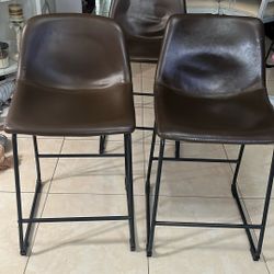 Brown Leather Stools 