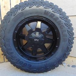 4 18X9 Matte Black Rims 275 70 18 Goodyear Territory M/T *6X135*6X5.5*