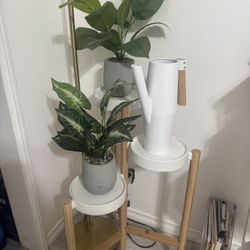 Planter With Fake Plants And Water Spout