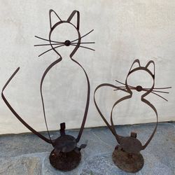 Cat Potted Plant Holders / Garden Metal Sculptures