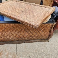 Wicker And Wood Blanket Storage