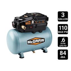 MCGRAW 3 Gallon, 110 PSI Oil-Free Light-Duty Hot Dog Air Compressor
#57572