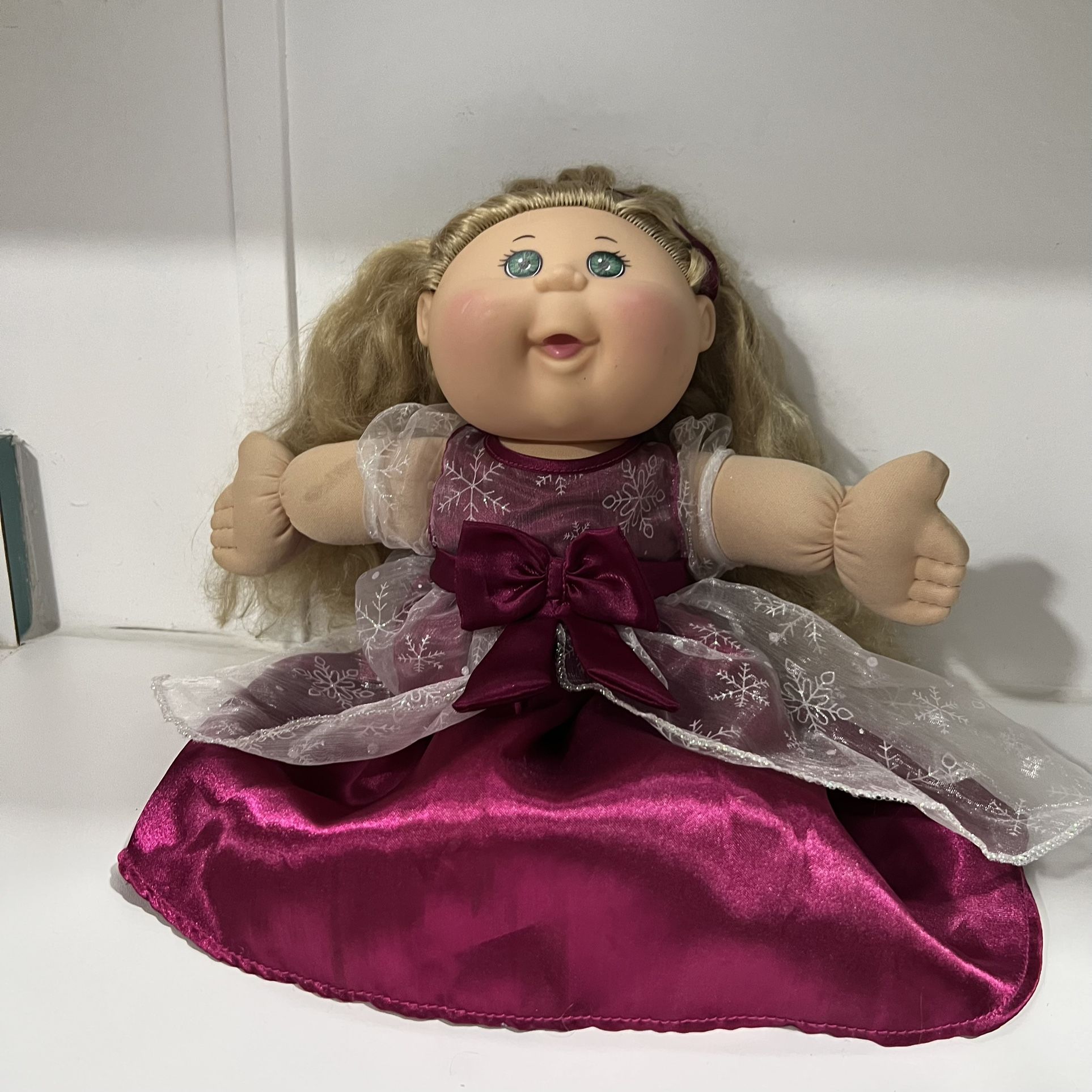 Vtg Cabbage Patch Doll 2013 Blonde Hair Red Formal Dress