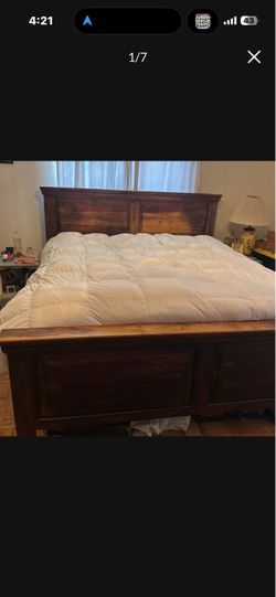Dark Wood Panel Bed Frame CAL KING