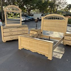 Beautiful Bedroom Set Queen Size Solid Wood Clear Color Like New by Ashley Furniture 