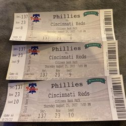 Phillies Tickets August 25th Vs Reds