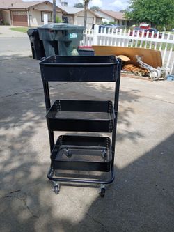 Mainstays 3 Tier Metal Laundry Cart, Rich Black