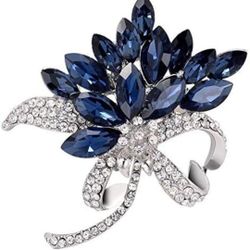Flower Brooch Pin Crystal Rhinestones Breastpin for Wedding/Banquet/Bouquet
