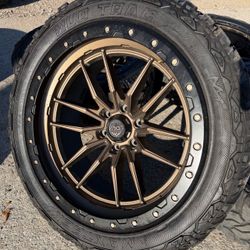 22x12 Lock Off Road Wheels And 33x12.50r22 Tires 22” Bronze Rims 6 Lug Fit Ram Chevy Silverado GMC Sierra Toyota Tacoma Tundra 4Runner Ford Bronco 22s