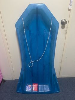 Blue Plastic Snow Sled with Rope