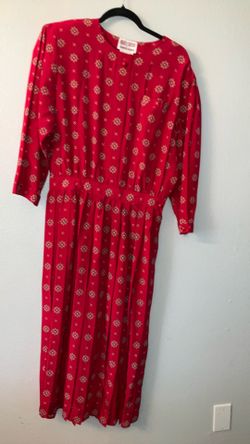 Vintage Maggy London by jeannene Bocher red silk with a geometric pattern size 14