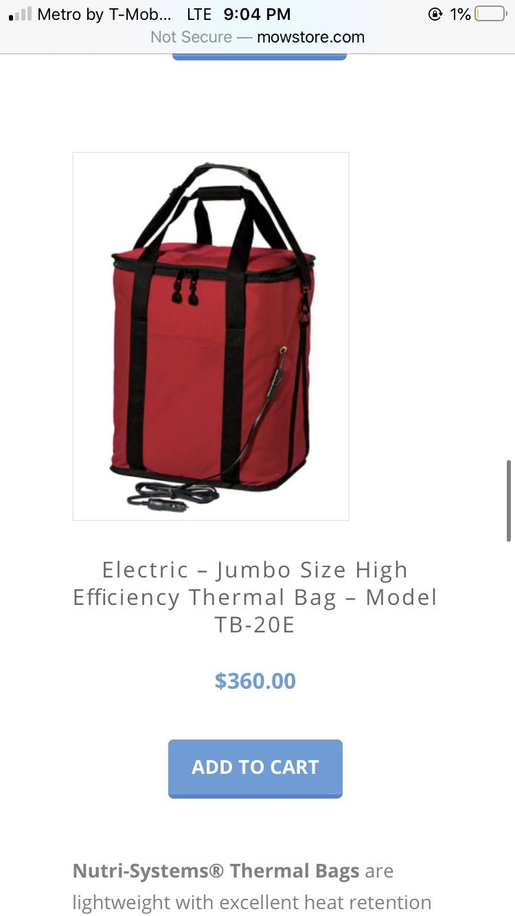 Electric Food Bag Delivery For Car – Jumbo Size High Efficiency