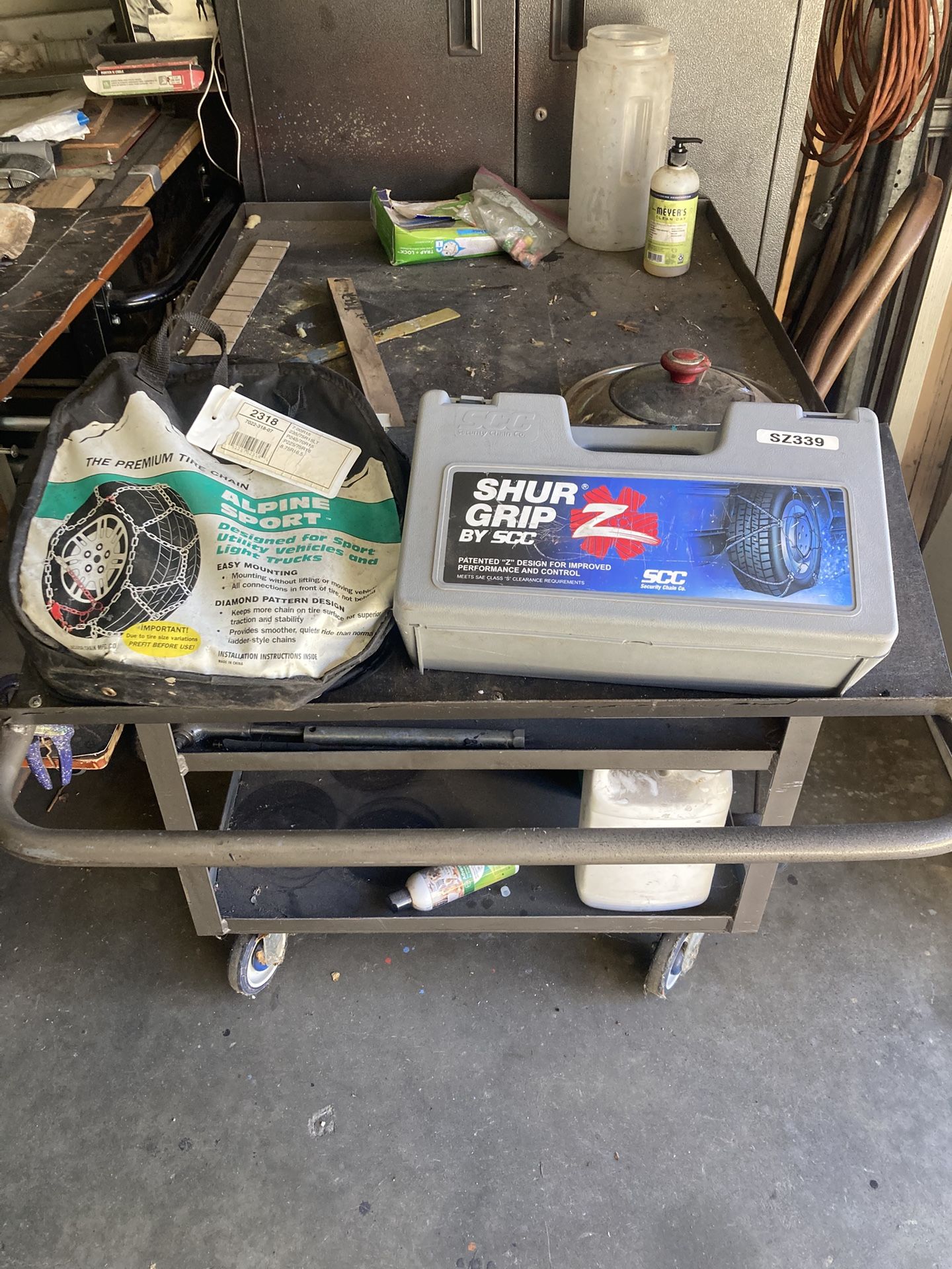 One pair of snow chains, and one pair of snow cables.