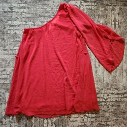 Zinga Women's Medium Sheer Pink One Shoulder Exposed Sleeve Dress