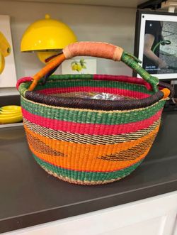 Hand-Woven Bolga Market Basket from Uganda.
