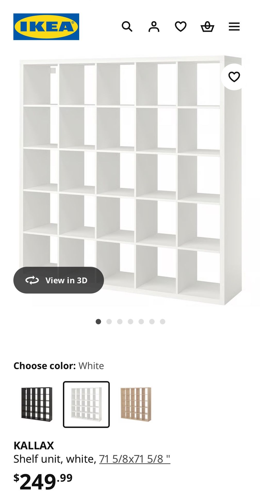 White Ikea Kallax 5x5 shelving units - 2 available 