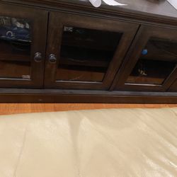 Large Espresso Wood TV Stand  Up To 70”