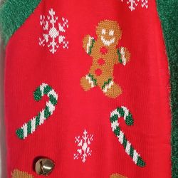 Womens 2XL Holiday Time Christmas Sweater Vest Gingerbread Man Candy Canes Bells