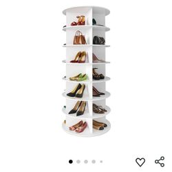 SpaceAid 7 Tier Rotating Shoe Rack Tower, Spinning Shoe Display Lazy Susan, Revolving 360 Shoe Rack Storage Round Carousel, Vertical Handbag Rotate Sh