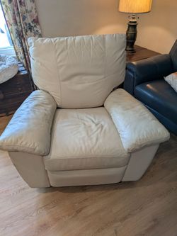White Leather Recliner Rocker Chair