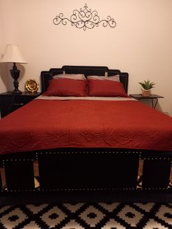 Queen Bed Frame with 12-inch memory foam mattress
