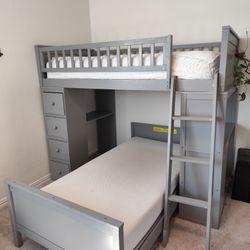Great Condition Bunk Bed With Desk (Grey)