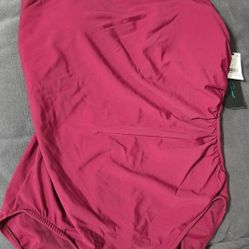 Traje De Baño De Una Pieza Con Hombros Asimétricos Para Mujer Medida Grande Color Guinda 