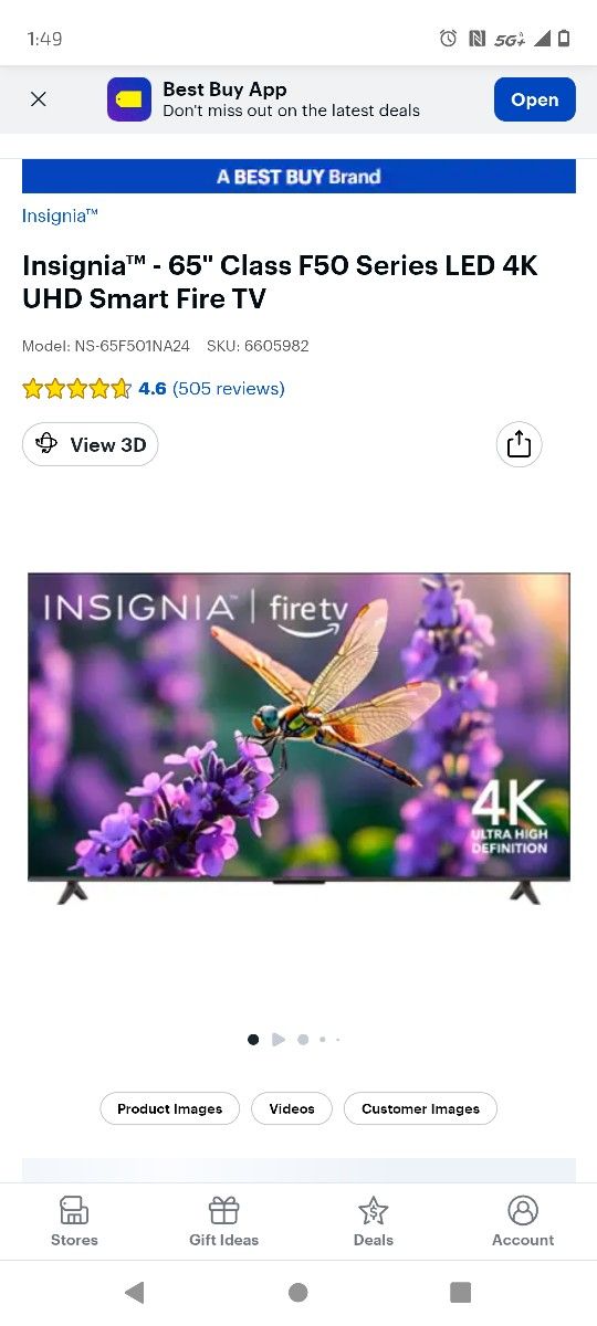 65 Inch Insignia TV With TV Stand