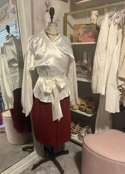 White Satin Wrap Blouse