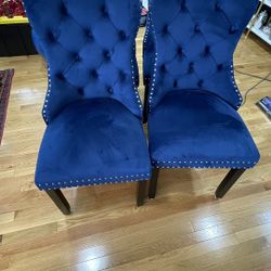 Set of 4 Morden Blue Dining Chairs