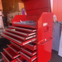  Husky 42 in. 12-Drawer 24.5 in. Deep Tool Chest/Rolling Cab Set Gloss Red Damage Box👀