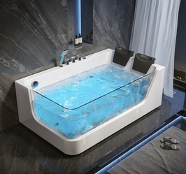 BRAND NEW 71" 2-Person Whirlpool Bathtub with 16 Massage Jets & LED Lighting