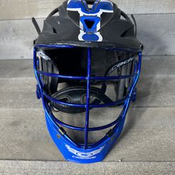 Cascade R Lacrosse Helmet Matte Black Chrome Blue Face Shield One Size Fit Most 