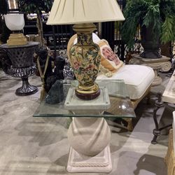 Beveled Glass Table Top with Nautical Rope Motif End Tables - See measurements