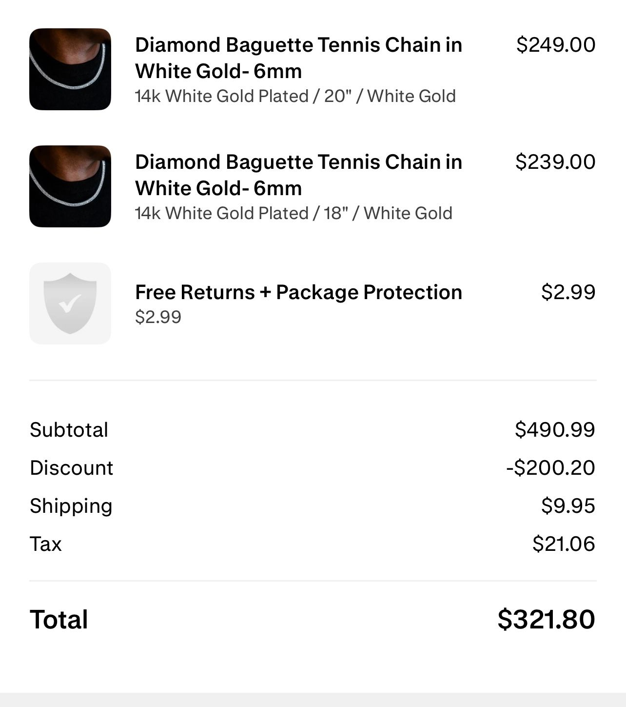 Diamond Baguette Tennis Chains