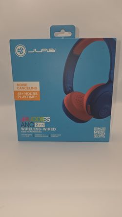 New Sealed JLab JBuddies ANC Kids Wireless Headphones - Blue/Red".