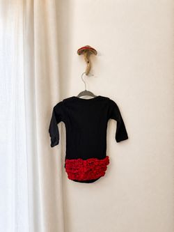 Zootie B. Little Black & Red Ruffle Baby Girl Onesie – Size 3–6 Months