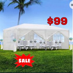 10 X 20 White Party Tent  Gazebo  Canopy w/ 6 Removable Sidewalls