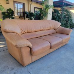 Restored Tan Leather 3 Seater Sofa