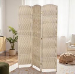Hand-Woven Wall Partition 3-Panel Room Divider