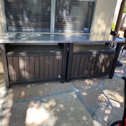 Resin Patio Storage Units With Stainless Steel Tops