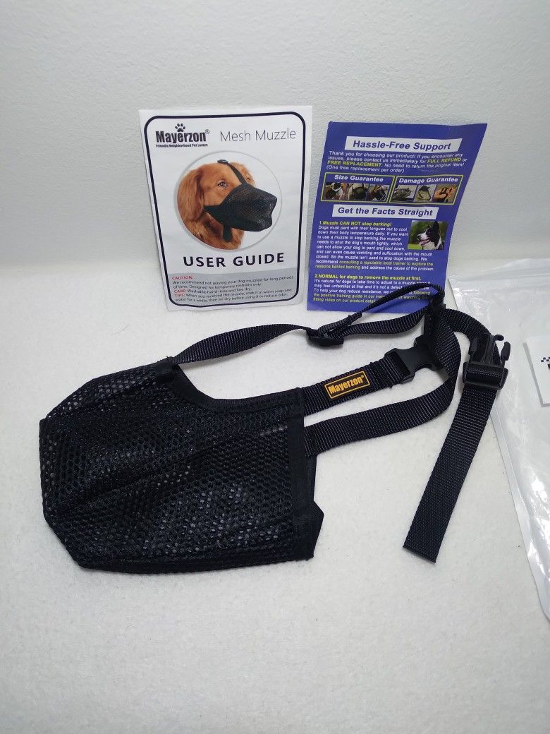 Mayerzon Dog Mesh Muzzle Black Size Large - New
