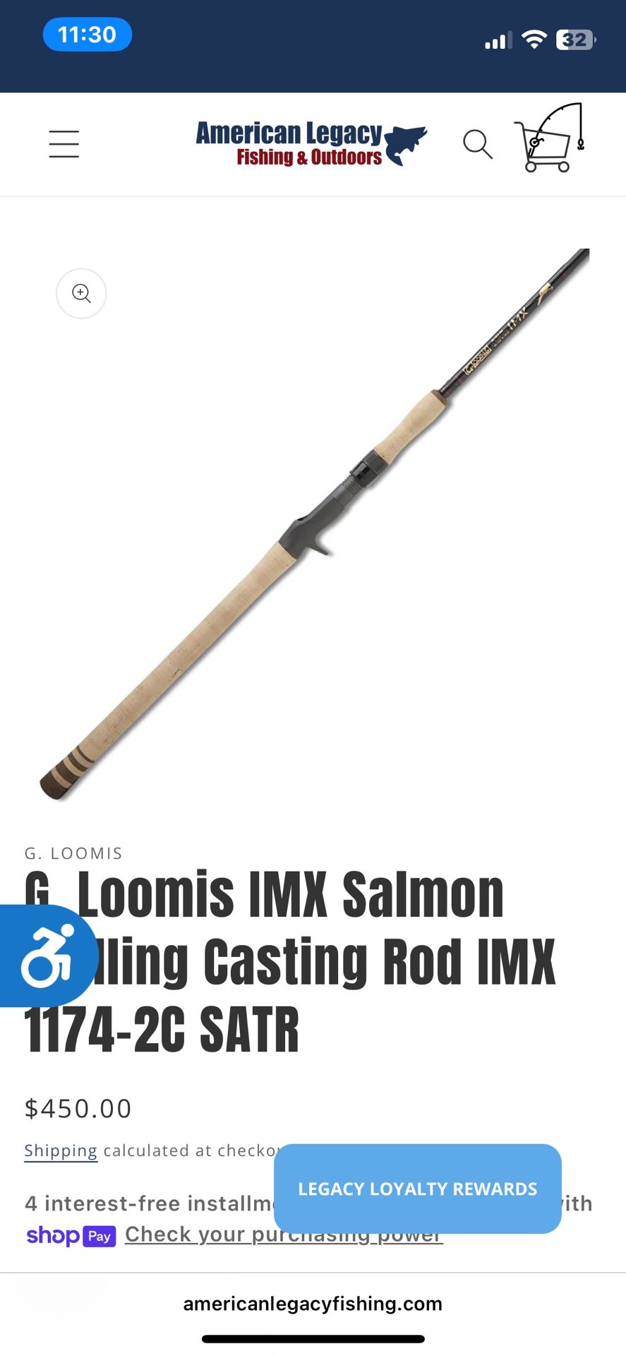 G Loomis Bait caster Salmon Rod IMX 9’9 Great Condition
