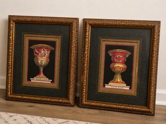 Vintage Gold Framed Vase/urn  Prints – Set of 2