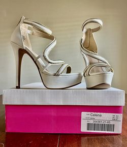 Fashion Shoes: Size 6.5 White Ankle-Strap Stilettos